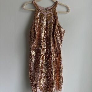 Backless Rose Gold Sequin Dress